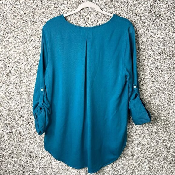 Soft Surroundings Top Women’s Small Blue Tencel Soft V-Neck Tunic Blouse - Picture 5 of 5